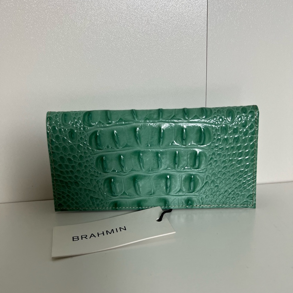 Brahmin Jade Croc-Embossed checkbook cover